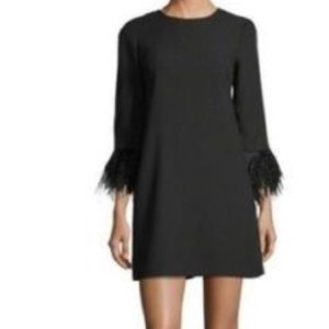Club Monaco Black Dress | 3/4 feather sleeves | Size 0